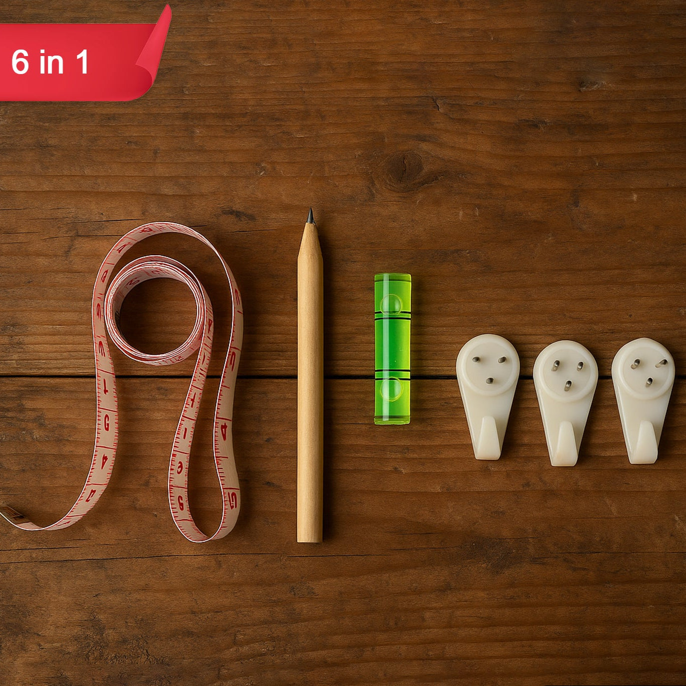 6-in-1 Wall Hanging  Measurement Tool Kit - Happy Price - Image 1
