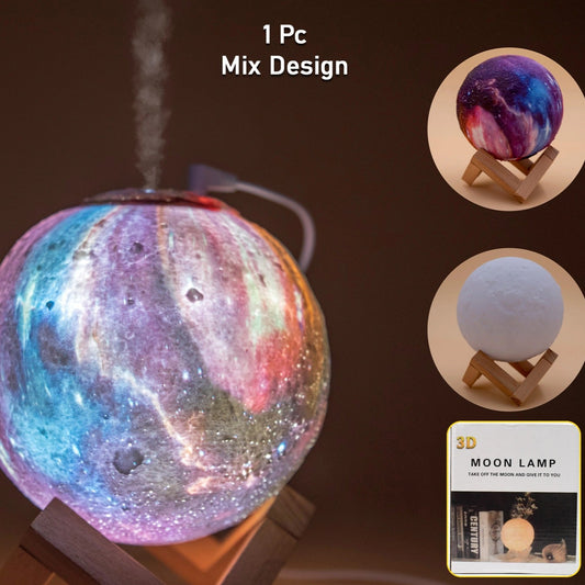 3d 2 In 1 Led Printed Moon Lamp  Aroma Diffuser (1 Pc) - Happy Price - Image 1