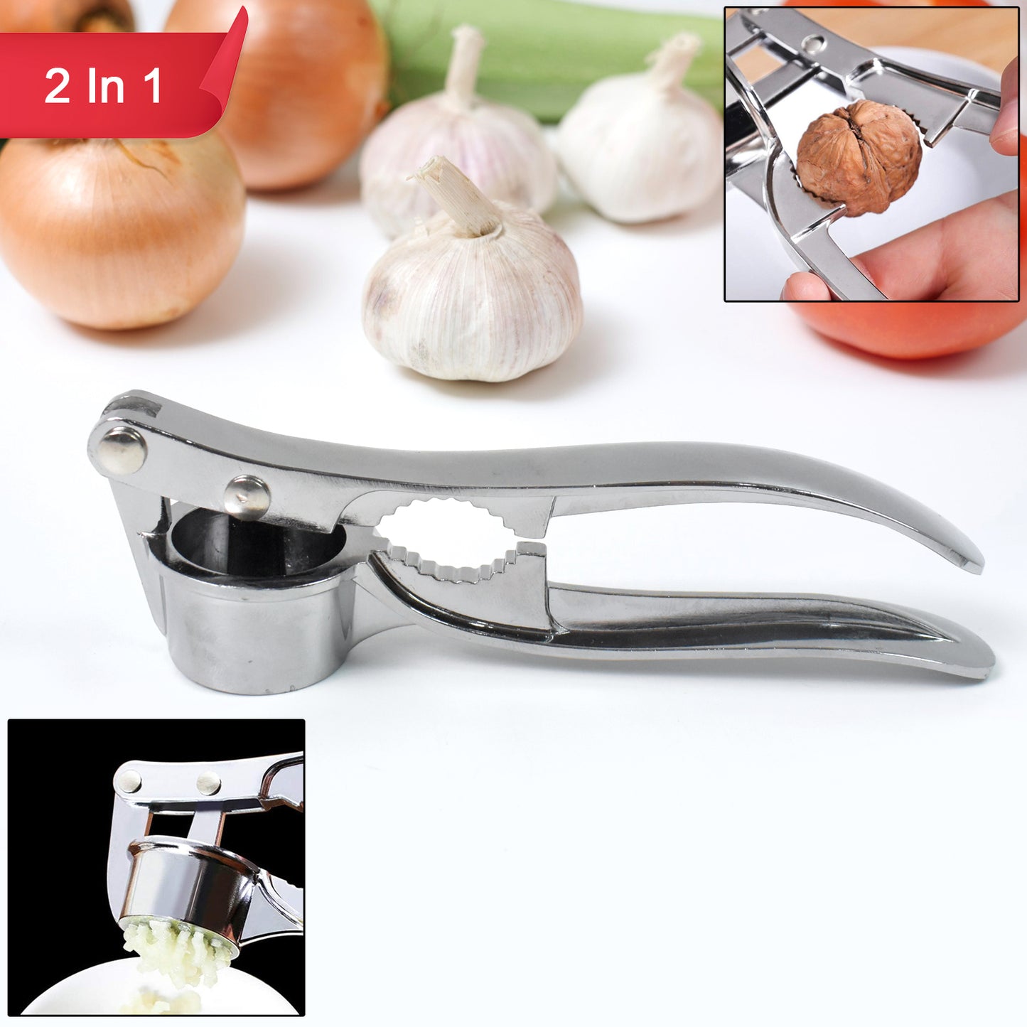 2 In1 Garlic Masher Premium Garlic Press  Walnut Cracker Opener (1 Pc) - Happy Price - Image 2