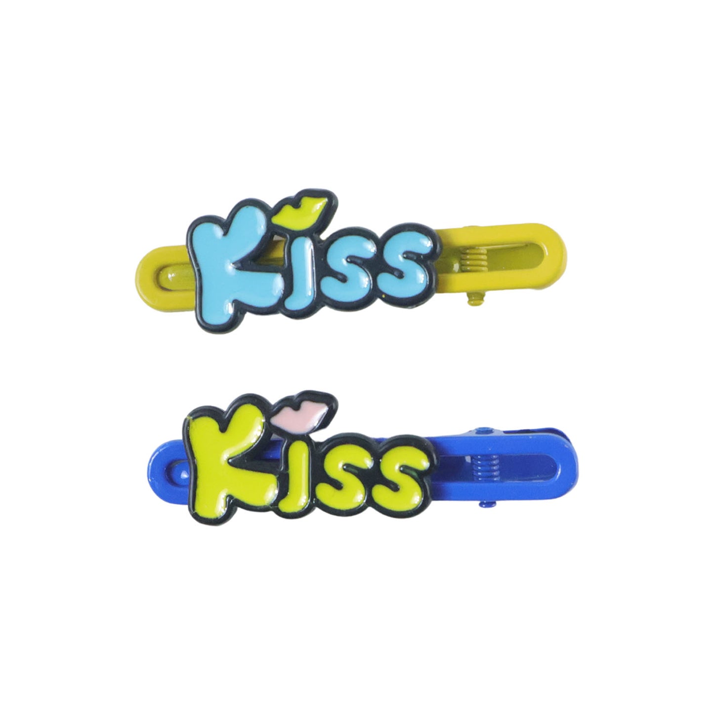 Cute "Kiss" Letter Snap Hair Clips - 2 Pc Set for Girls & Women - Happy Price - Image 4