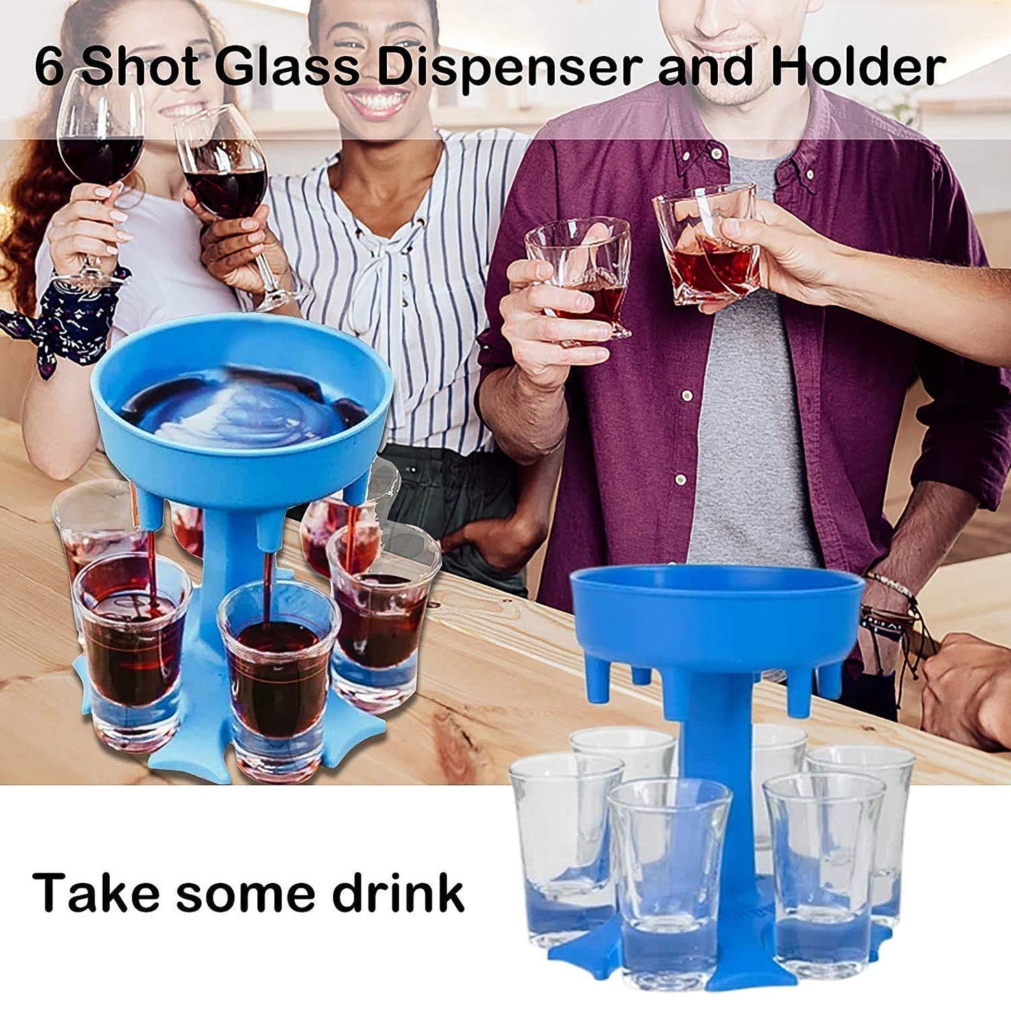 6-way Plastic Shot Glass Dispenser With Ho6-way Plastic Shot Glass Dispenser With Holder Stand (1 Pc)lder Stand (1 Pc) - Happy Price - Image 6