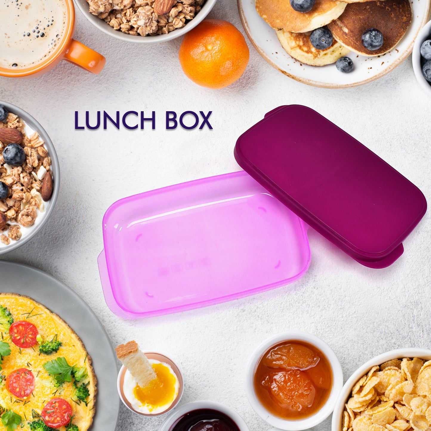 Unbreakable Divine Leak Proof Plastic Lunch Box Food Grade Plastic Bpa-free 2 Containers With Spoon - Happy Price - Image 3