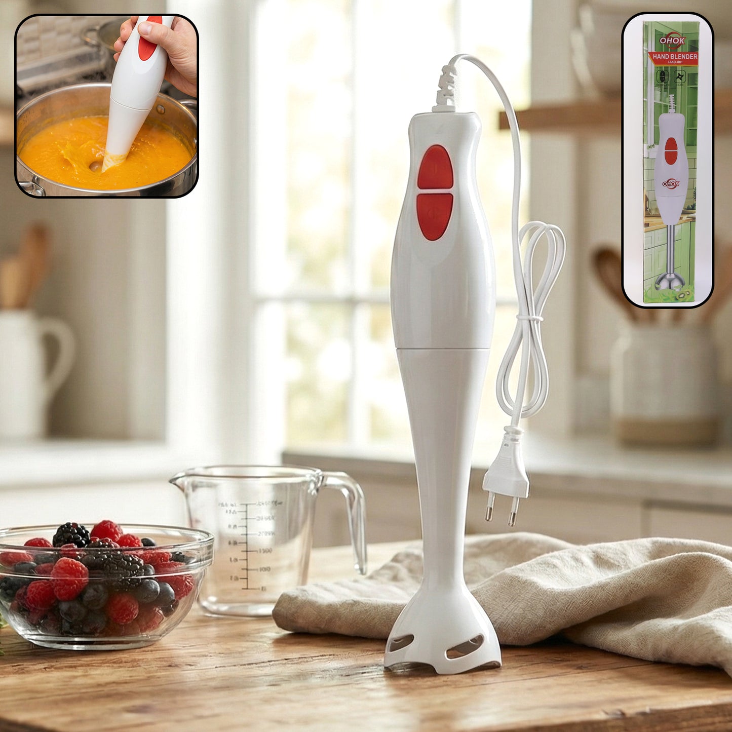 Electric Hand Blender Stick - 1 Pc Stainless Steel Blade Immersion Mixer - Happy Price - Image 2