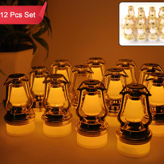 12 Pc Vintage Style Flameless LED Lantern Candles - Warm Yellow Glow - Happy Price - Image 1