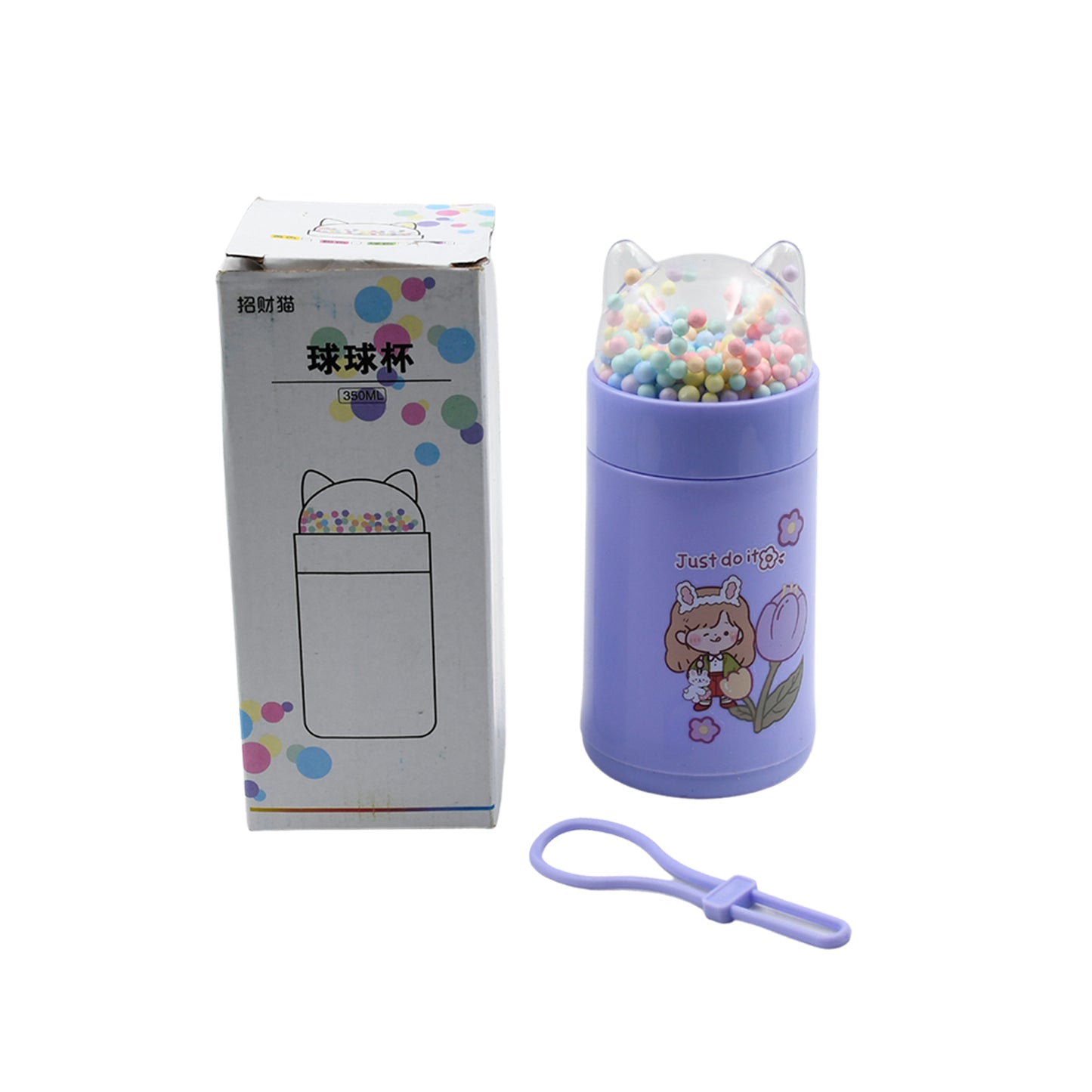 Girl Glass Water Bottle For School With Kid Sparkle Strap Cat Lid Sequins Glitter Glass Cup Birthday Gift Children 350ml (Moq - 80 Pc) - Happy Price - Image 5