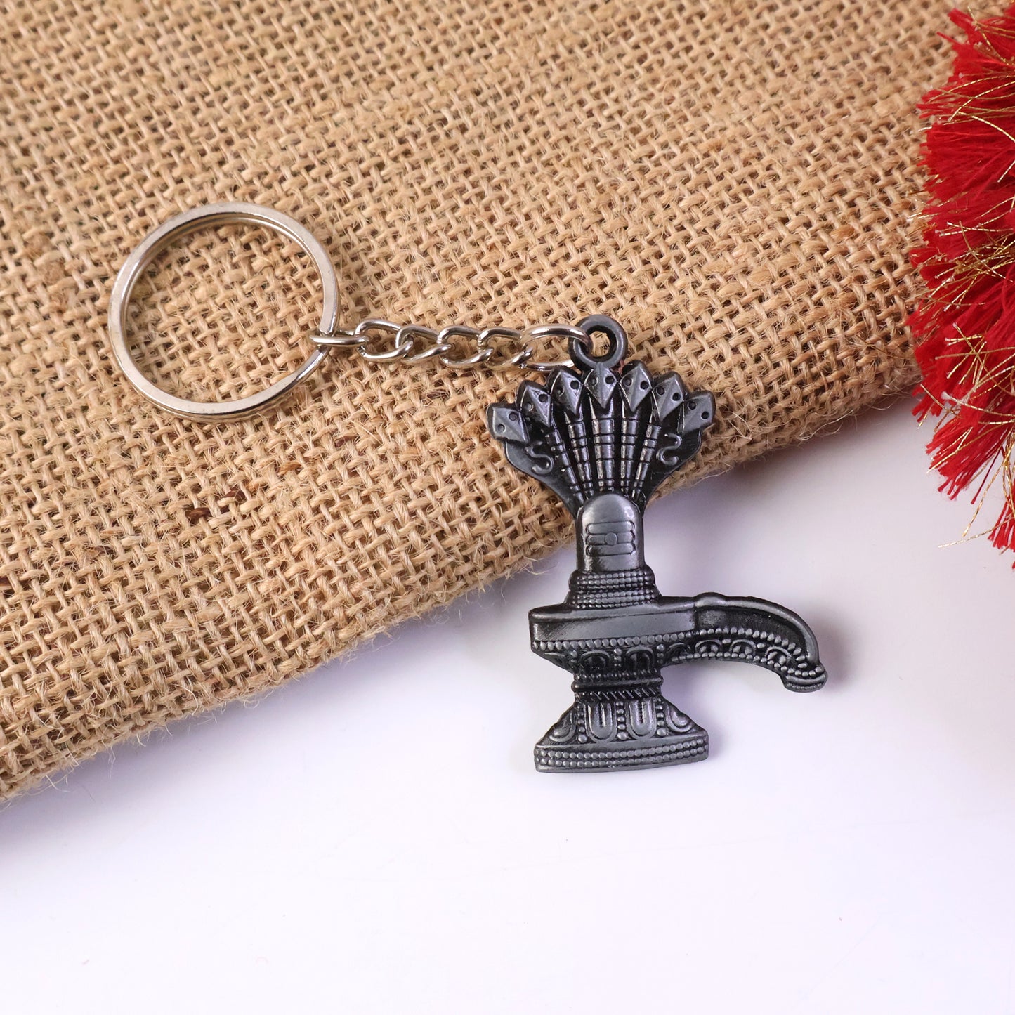 Metal Shiva Lingam Naag Keychain - Antique Black Finish, 1 Pc - Happy Price - Image 5