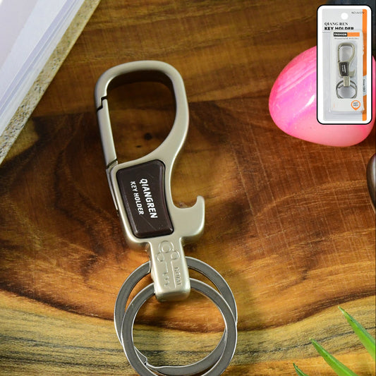 Premium Metal Keychain Carabiner Clip Hook With Dual Key Rings (1 Pc)