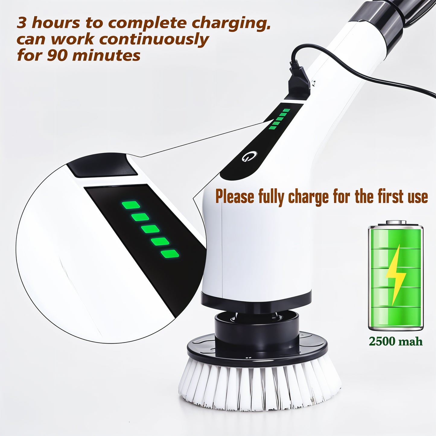 7-in-1 Electric Spin Scrubber Cleaning Brush With Extension Handle (1 Set) - Happy Price - Image 7