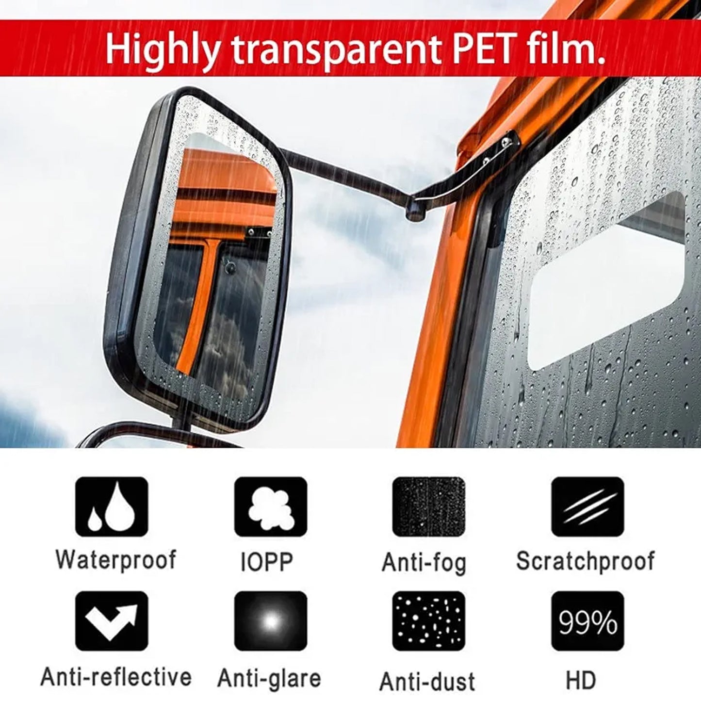 Car Rear-View Mirror Protection Film Set - 2 Pcs (20x18 CM) Anti-Fog & Waterproof - Happy Price - Image 3