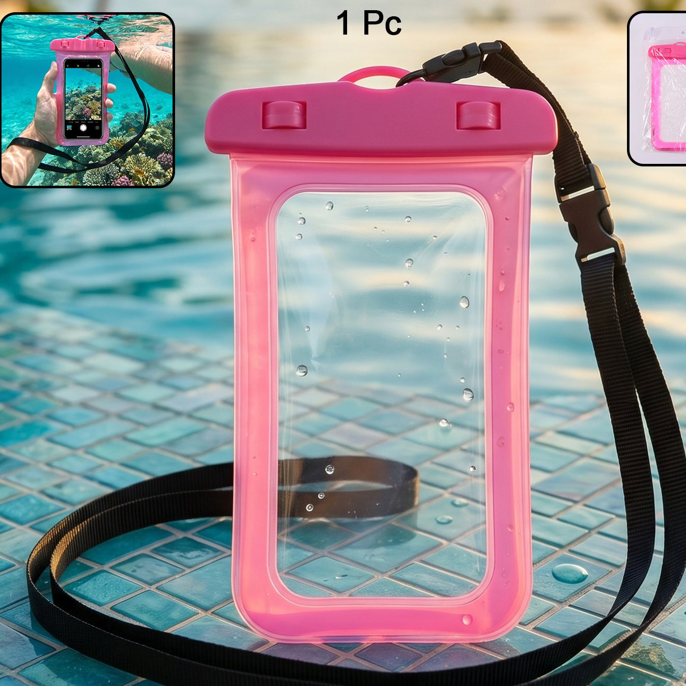 Waterproof Phone Pouch - 1 Pc Universal Sealed Case with Lanyard - Happy Price - Image 1