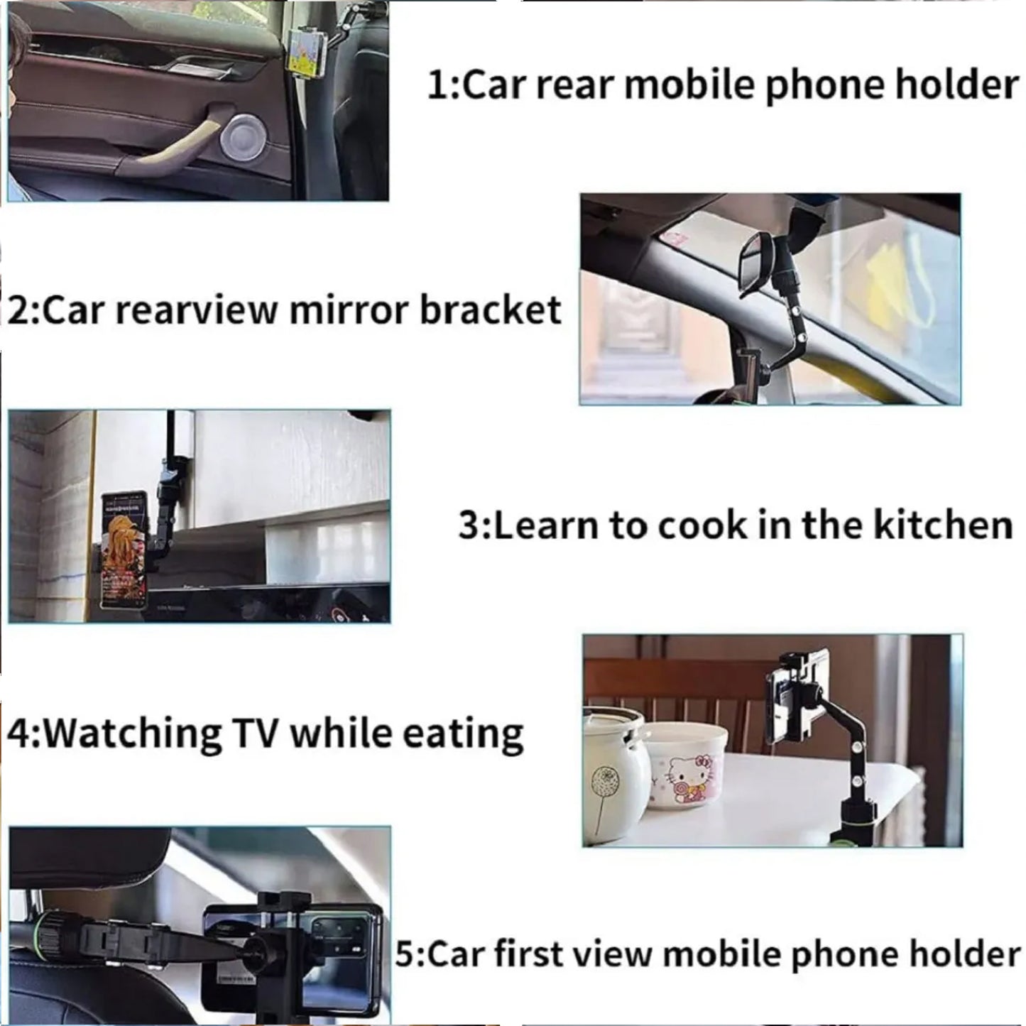 360° Rotating Car Phone Mount for Rearview Mirror - Universal Fit - Happy Price - Image 3