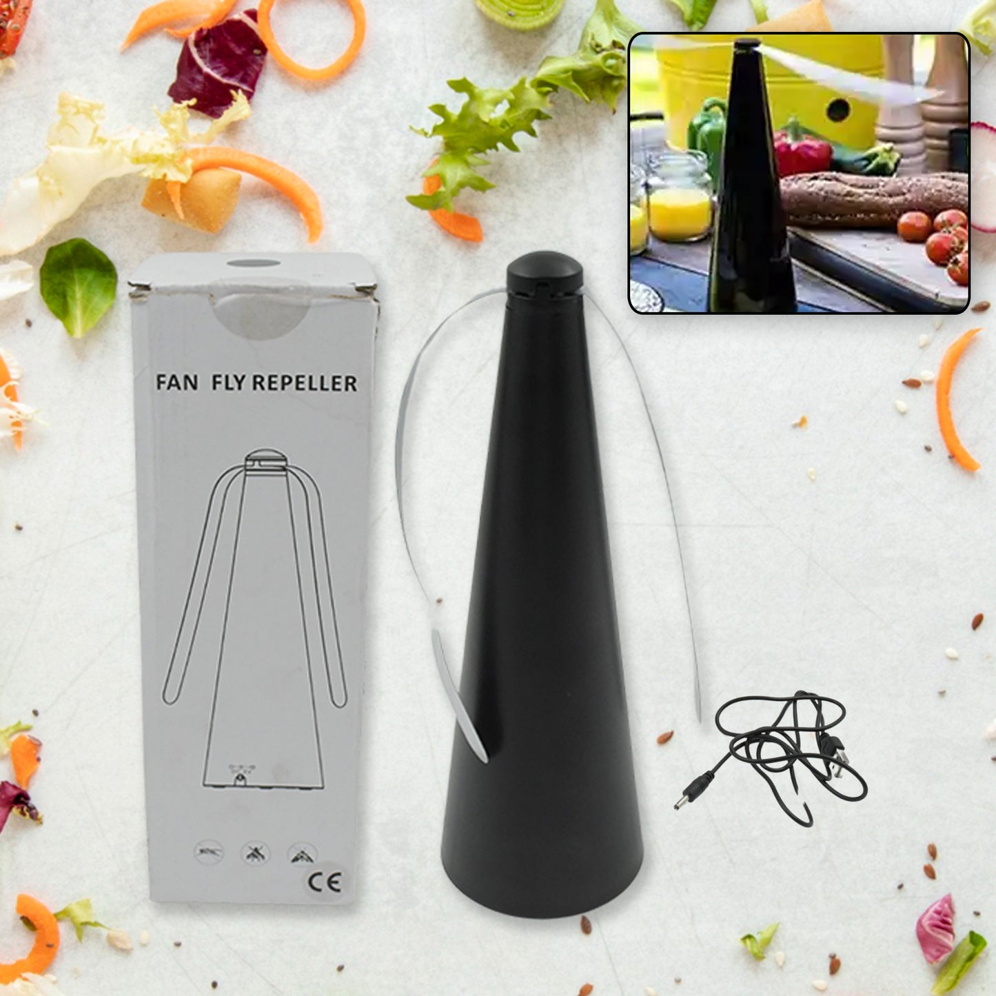 Portable Insect Repellent Fan - Battery/USB Operated Tabletop Fly Fan for Indoor & Outdoor Use - Happy Price - Image 2