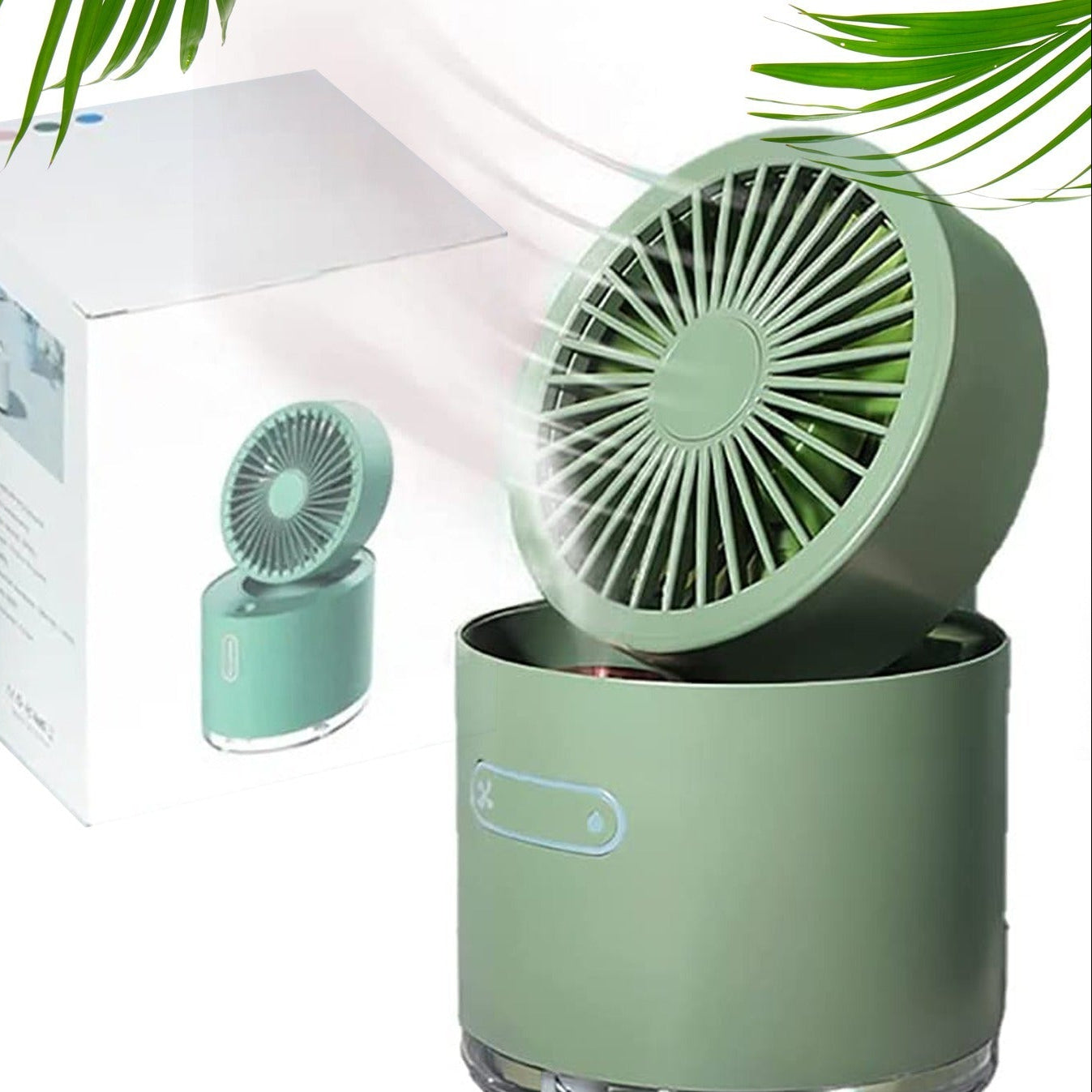 Mini Desktop Cooling Fan Automatic Shaking Head Rotating Spray Humidifier Fan Water Cooling Small Fan Desktop Mini Air Conditioning Fan With Small Water Tank (Battery Not Include) - Happy Price - Image 1