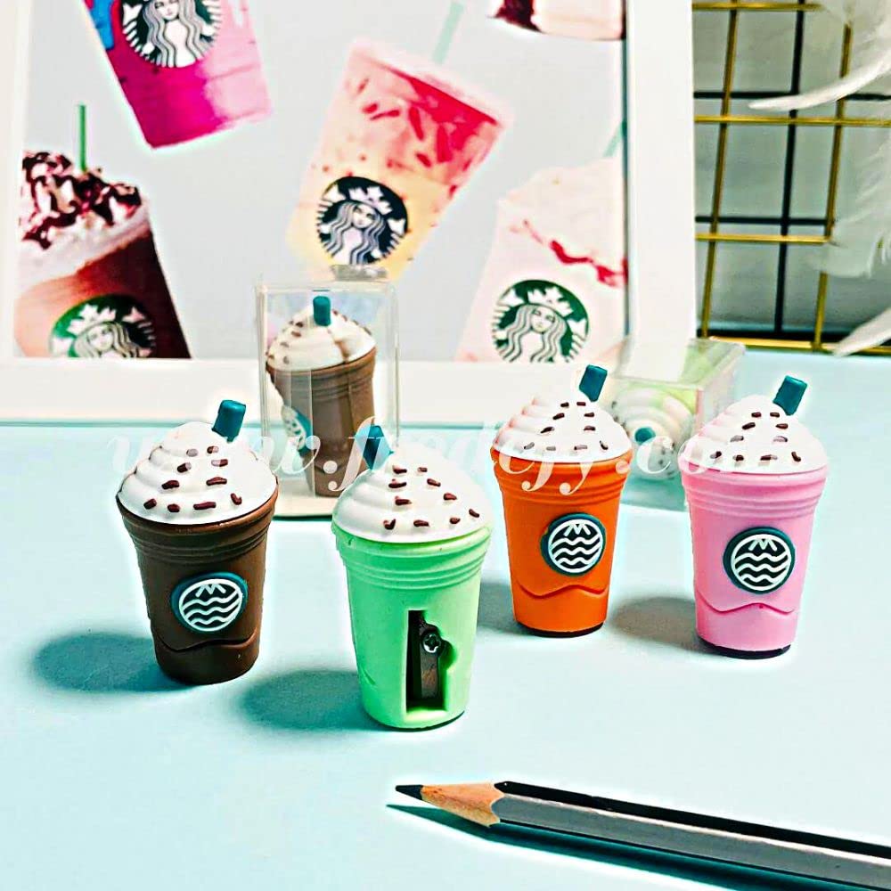 8832 Cute Coffee Or Ice Cream Shape Sharpner Like Rotary Manual Pencil Sharpener For Kids  Ice Cream Style Office School Supplies Back To School Gift For Studentskids Educational Stationary Kit Bday Return Gift  (24 Pcs Set) - Happy Price - Image 2