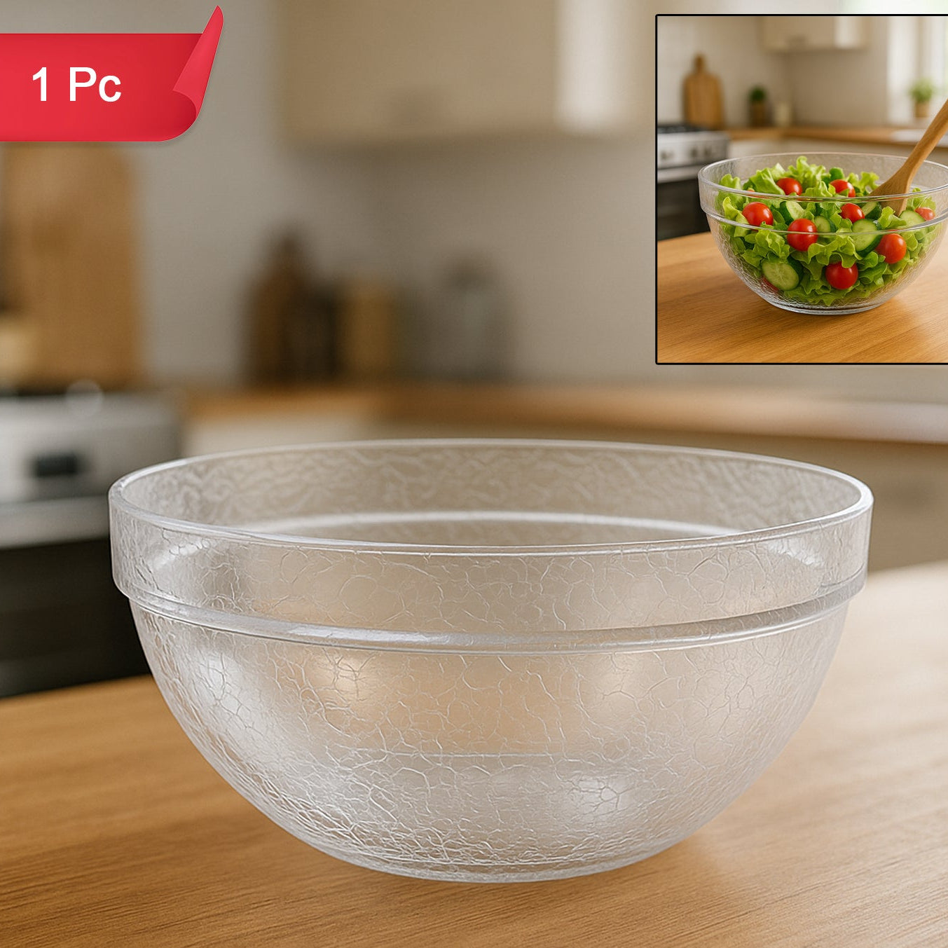 Transparent Textured Plastic Mixing Bowl for Idli Batter & Snacks (1 Pc) - Happy Price - Image 1