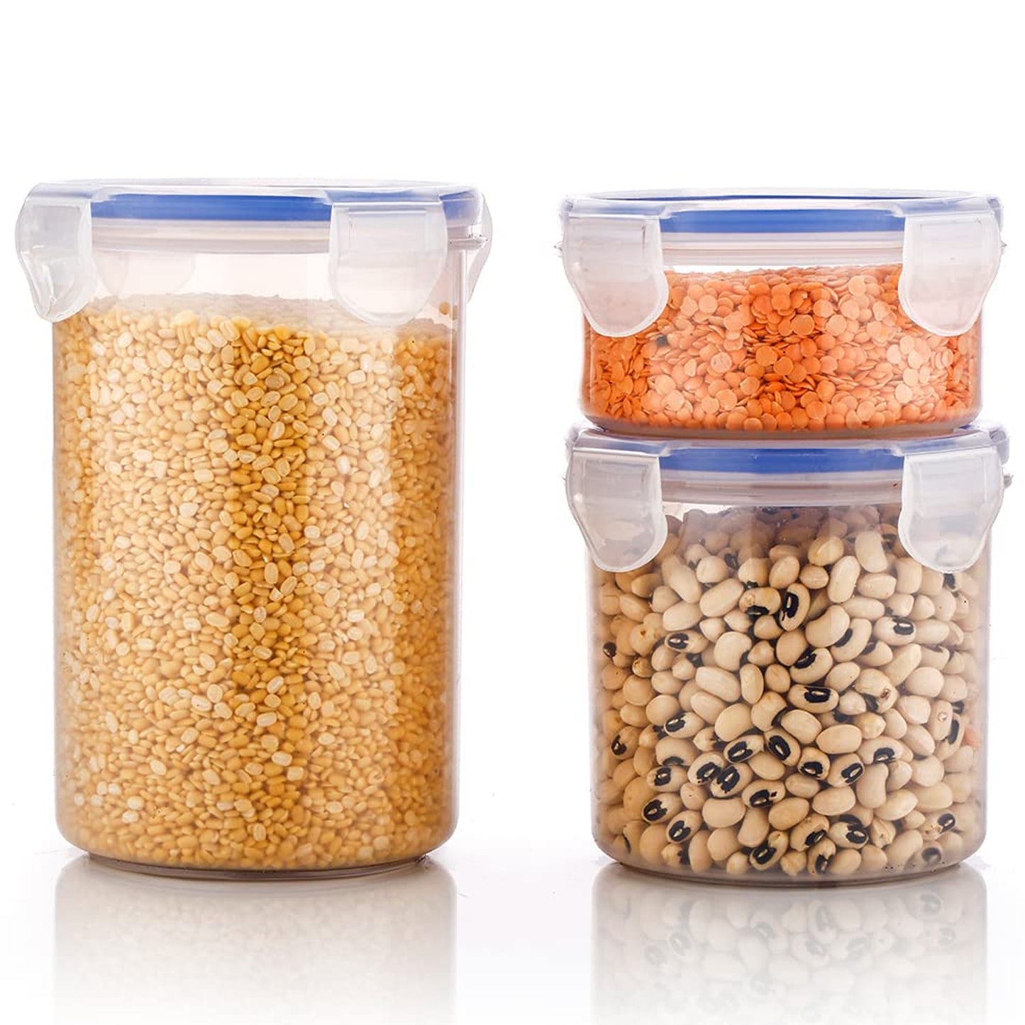 Round Plastic Airtight Food Storage Containers With Leak Proof Locking Lid Storage Container Set Of 3( Approx Capacity 500ml1000ml1500ml Transparent) - 3 Pc Set - Happy Price - Image 3