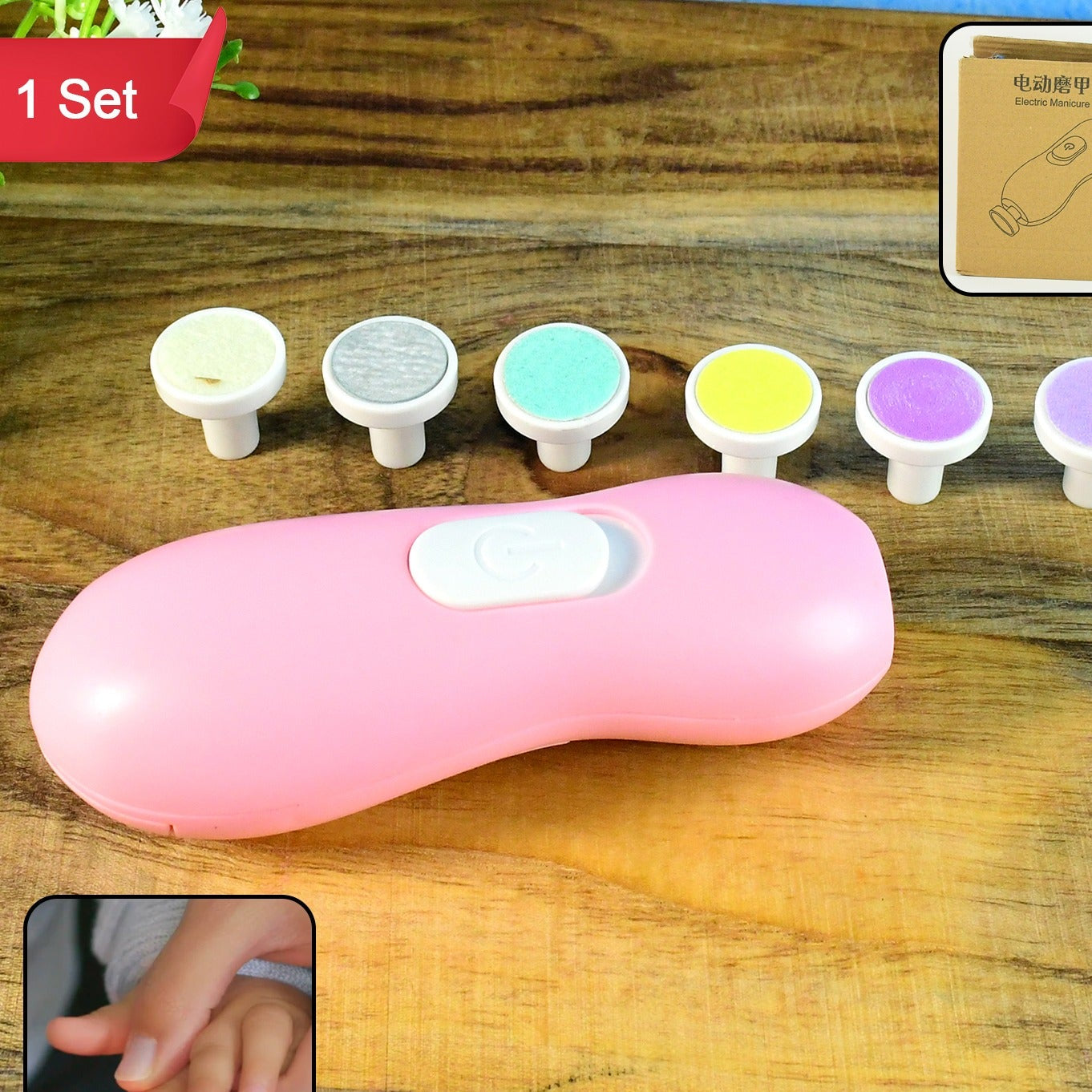 Gentle Electric Baby Nail Trimmer & Manicure Set - 6 Grinding Heads for Infant Care - Happy Price - Image 1
