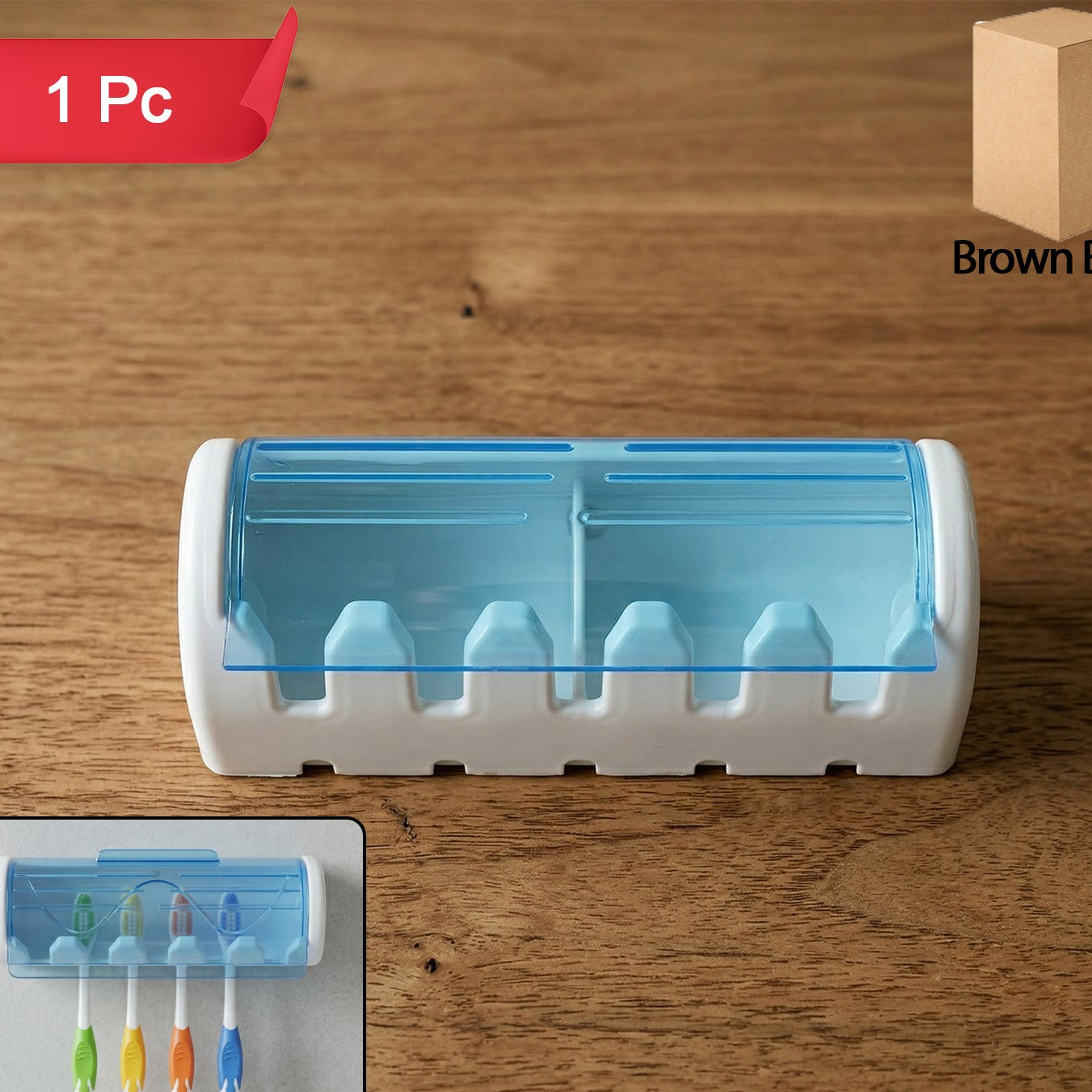 Wall Mounted Toothbrush Holder With Protective Cover (1 Pc)
