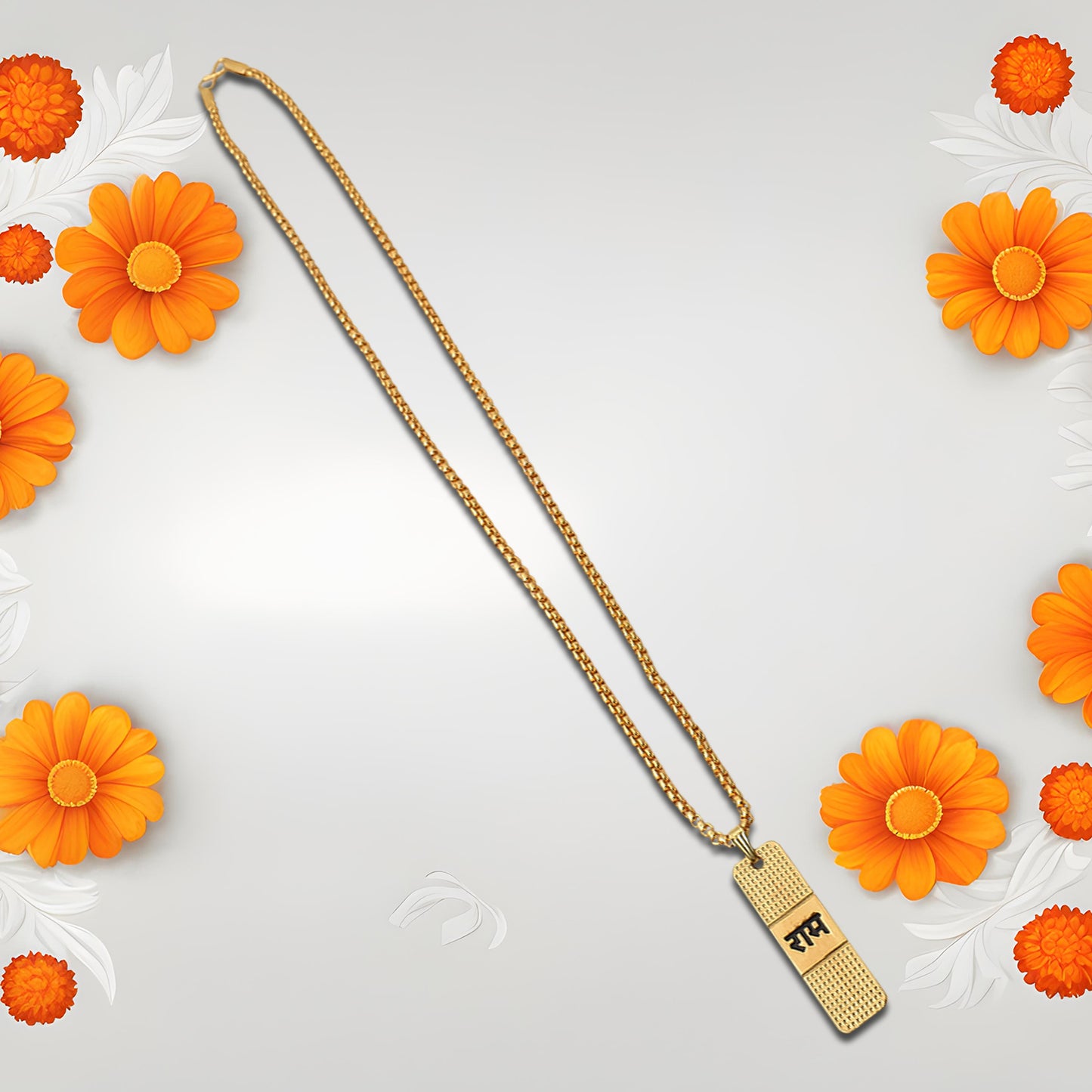 Golden Ram Naam Locket With Chain (1 Pc) - Happy Price - Image 3