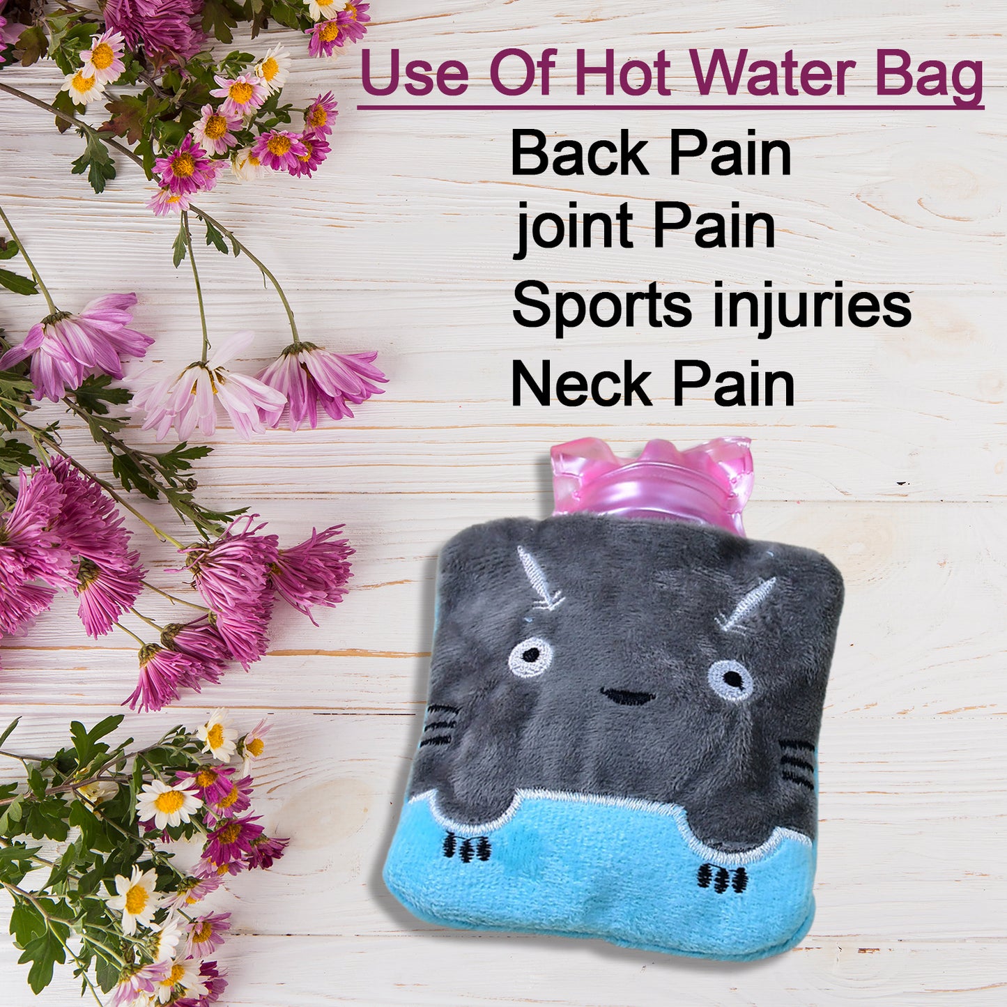 Grey Cat Print Small Hot Water Bag With Cover For Pain Relief Neck Shoulder Pain And Hand Feet Warmer Menstrual Cramps. - Happy Price - Image 6