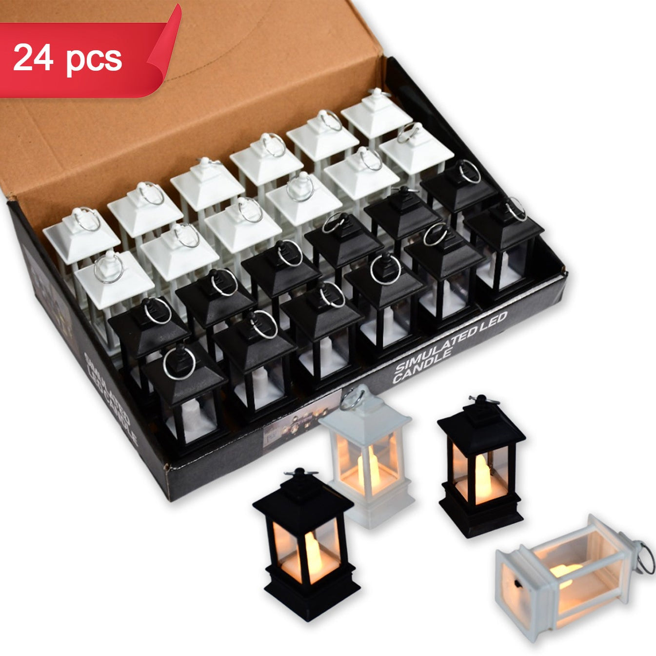 Pack of 24 Classic Style Flameless Lanterns with Battery Operated Candle Light for Home Decor - Happy Price - Image 1