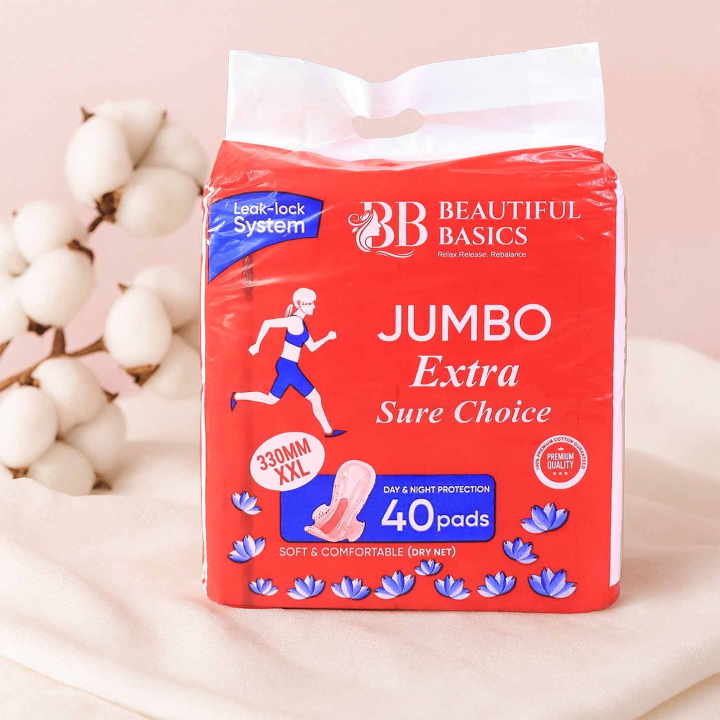 Beautiful Basics Jumbo Extra Sure Choice Sanitary Pads Xxl 330mm (40 Pc) - Happy Price - Image 4