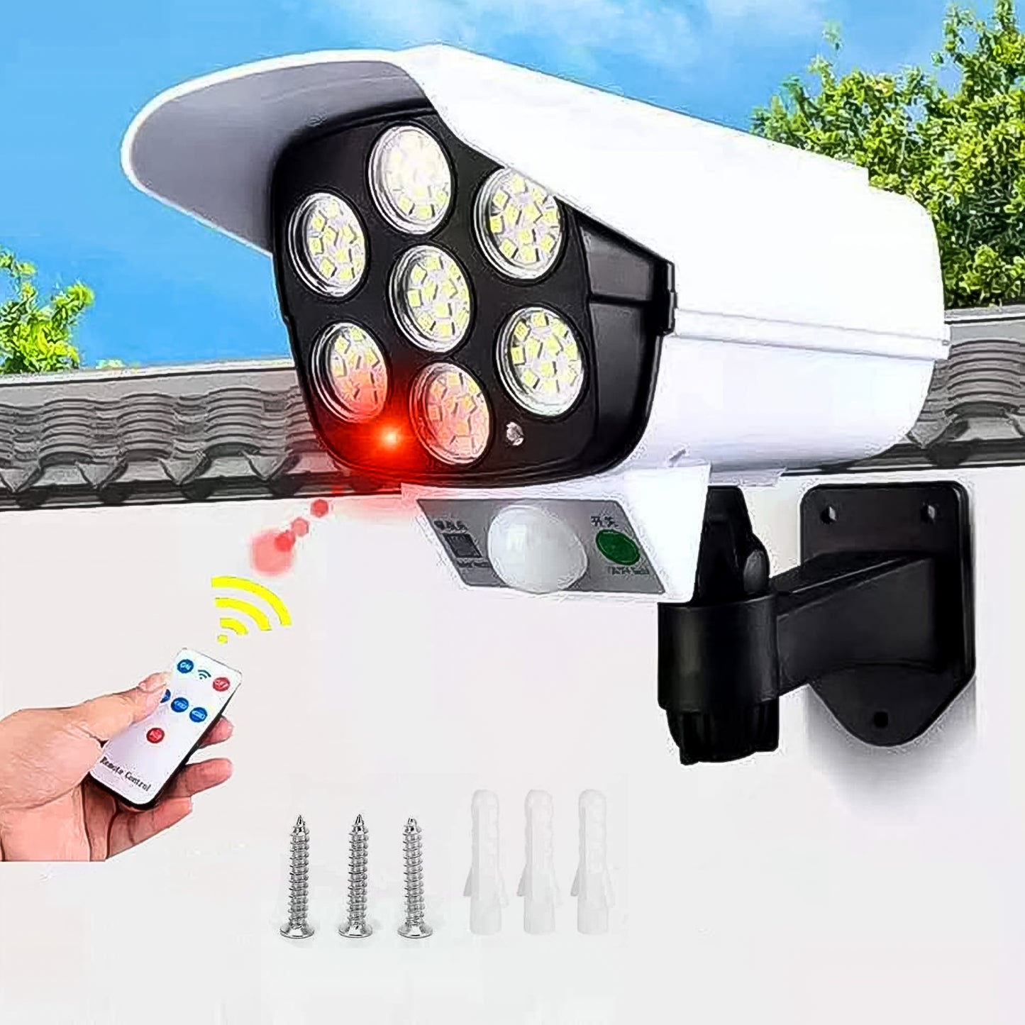 Solar Light Outdoor Motion Sensor Security Camera Shaped Dummy Wall Lamp (1 Pc) - Happy Price - Image 2