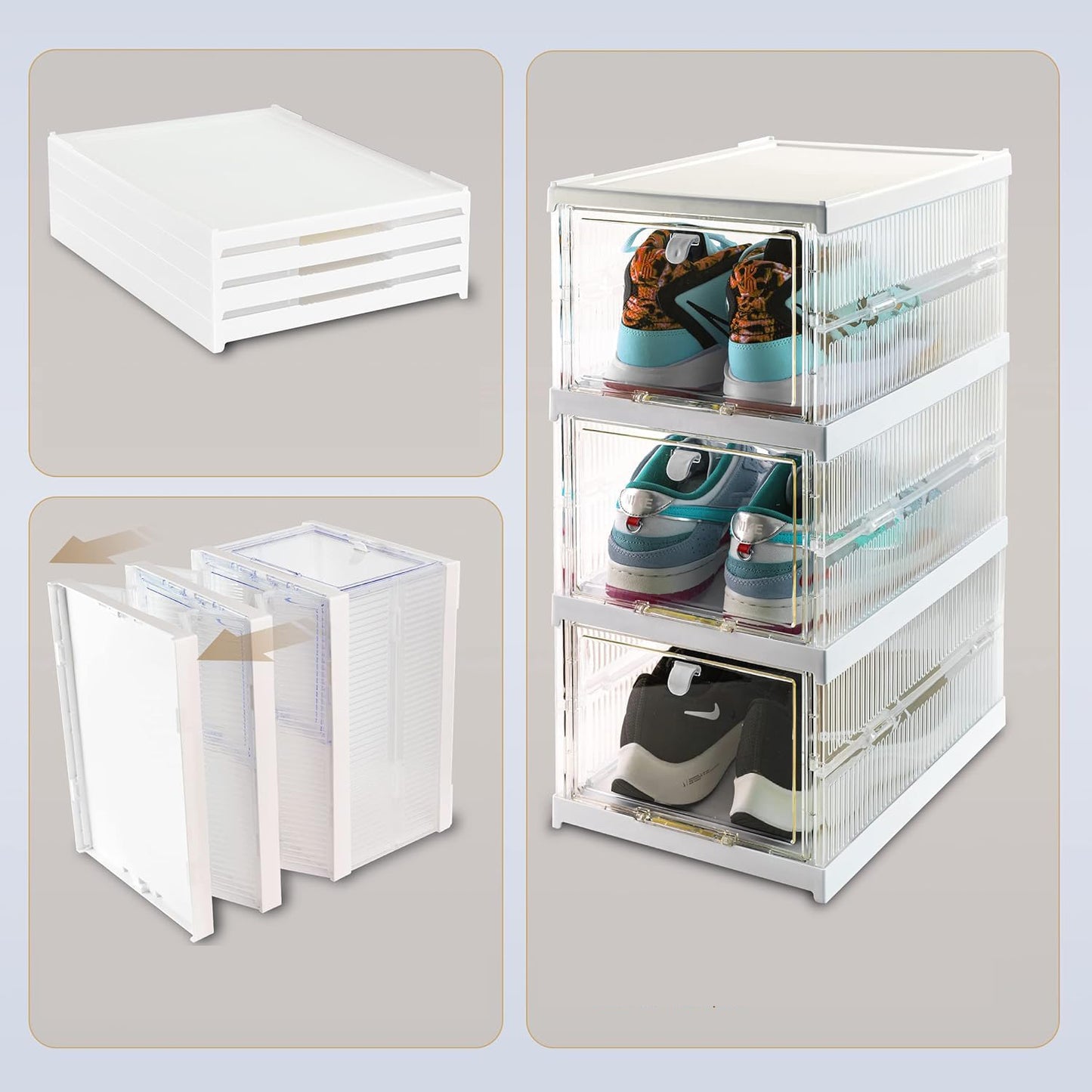 Stackable Multifunctional Storage For Clothes Foldable Drawer Shelf Basket Utility Cart Rack Storage Organizer Cart For Kitchen Pantry Closet Bedroom Bathroom Laundry (3 Layer 1 Pc) - Happy Price - Image 3