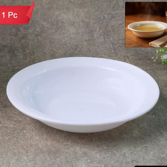 Premium Deep Round Serving Bowl (1 Pc) - White, Heat Resistant Tableware - Happy Price - Image 1
