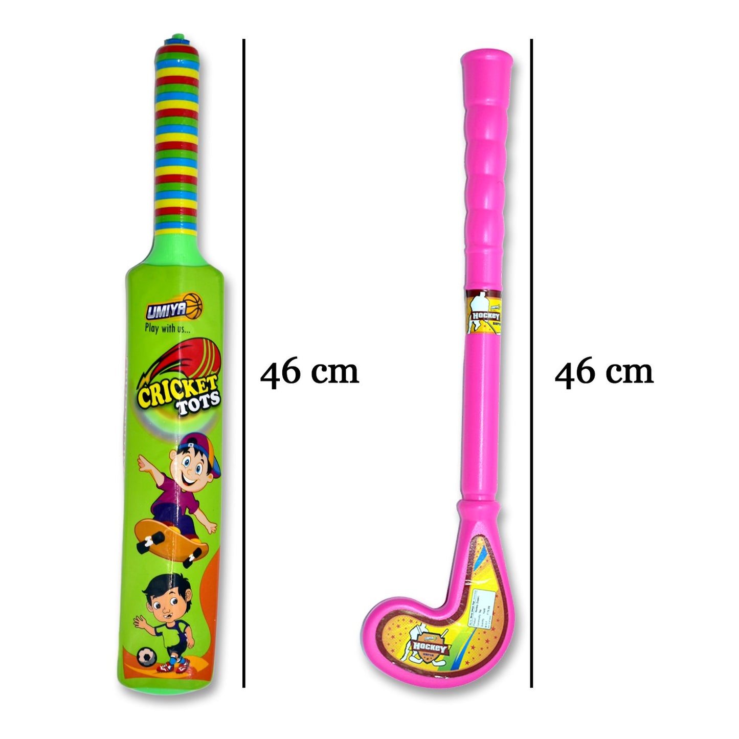 Combo Of Light Weight Plastic Bat Ball  Hockey For Kids Boys Indoor Outdoor Play - Happy Price - Image 3