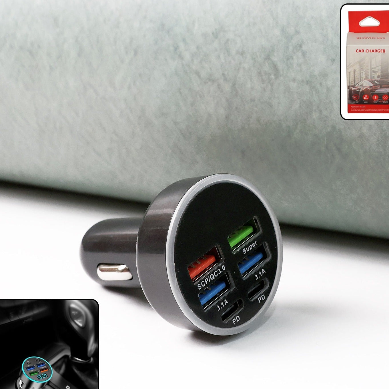 4-Port Fast Car Charger for 12V/24V Vehicles with PD & QC3.0 - Happy Price - Image 1