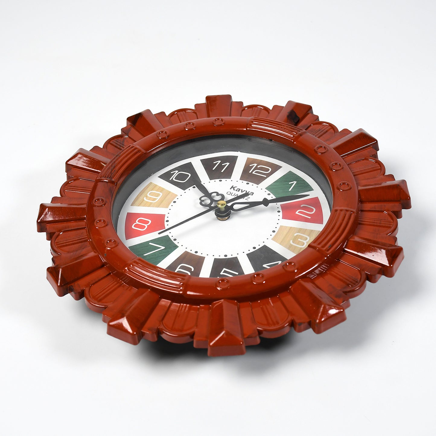 Wooden Look Designer Wall Clock Plastic Decorative Latest Wall Clock Battery Operated Round Easy To Read For Roomhomekitchenbedroomofficeschool - Happy Price - Image 3