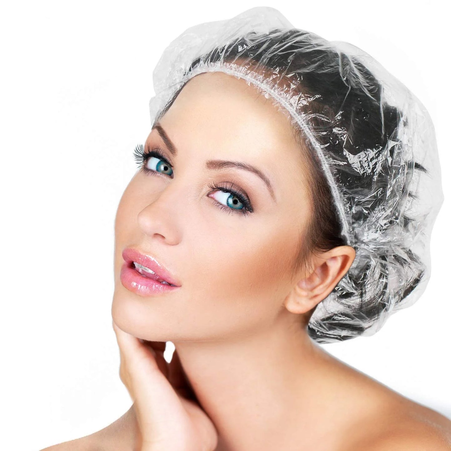 Disposable Plastic Shower Caps Clear Elastic Thick Bath Cap For Women Spahome Usehotel And Hair Salon (1pc) - Happy Price - Image 2
