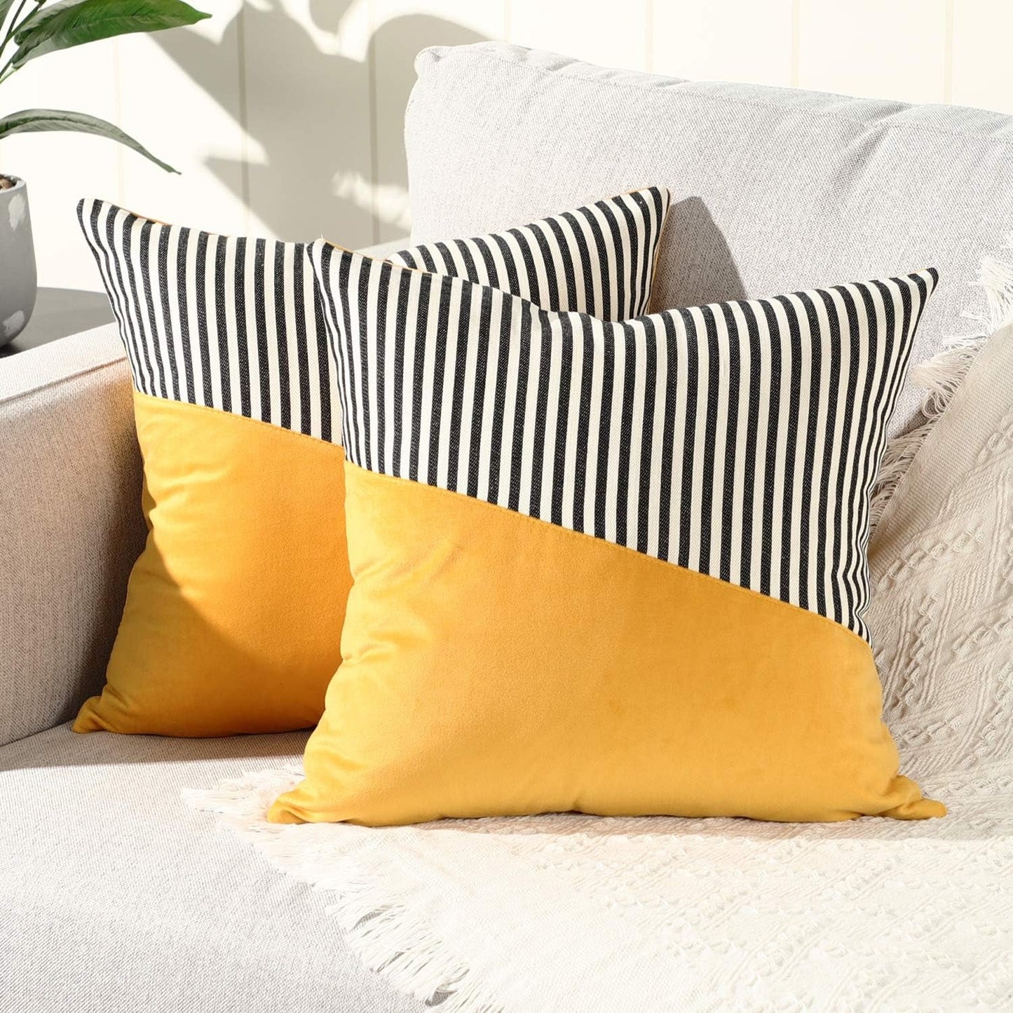 Decorative Pillow Covers Cushion Cases Soft Cotton (22  22 Inch  1 Pair  2 Pc) - Happy Price - Image 2