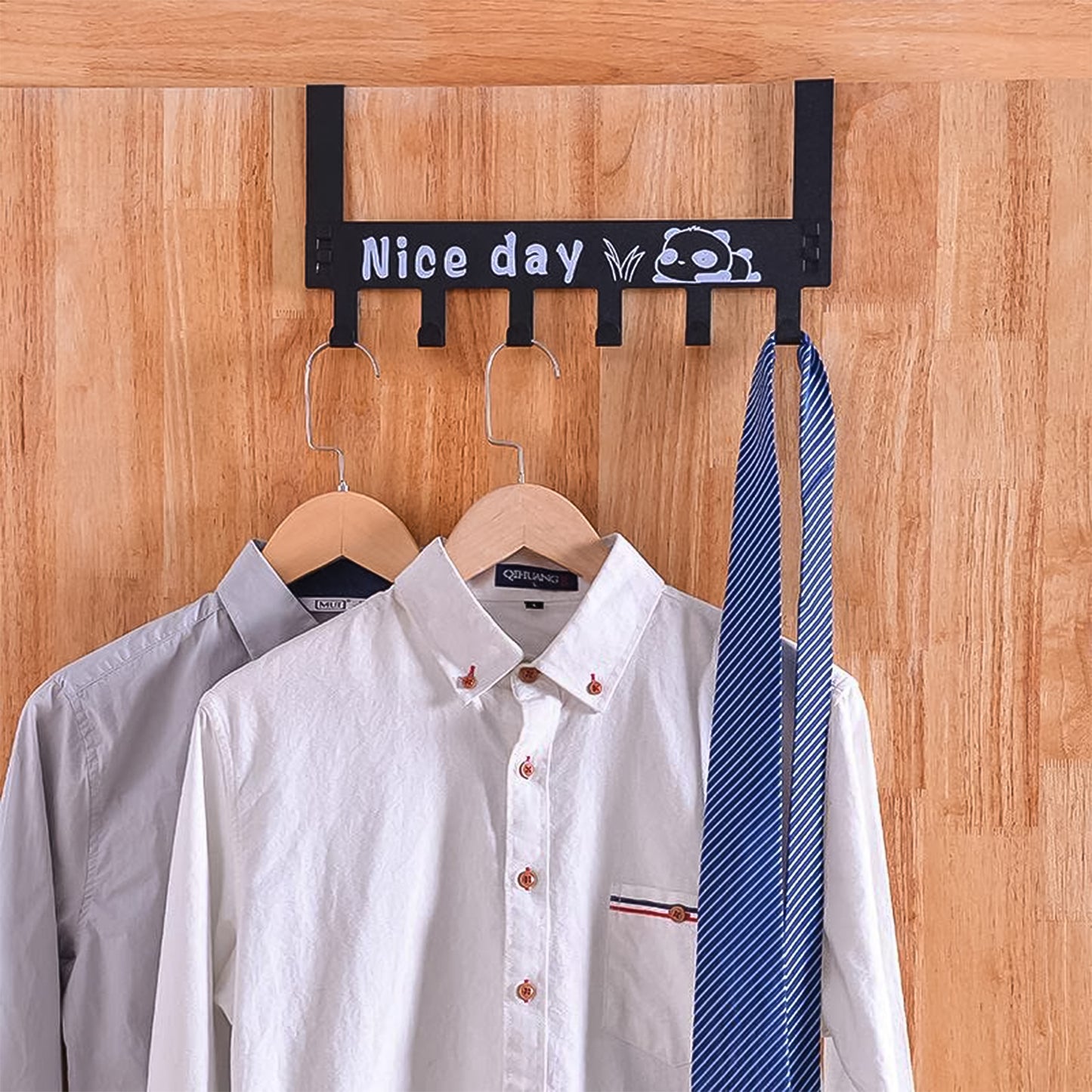 Heavy-duty Carbon Steel Door Hook Hanger Rack (2 Pc  6 Hook  Black) - Happy Price - Image 2