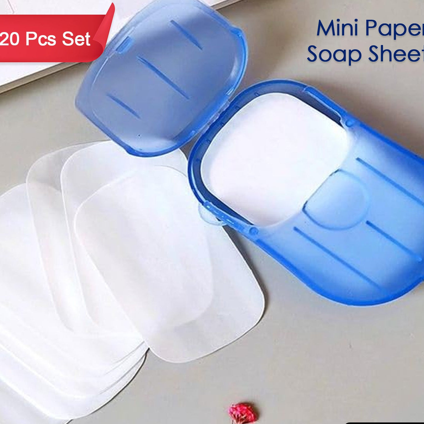 Portable Easy Carry Travel Paper Soap Sheet With Mini Box (20 Sheets In A Pack Approx  Mix Color) - Happy Price - Image 1
