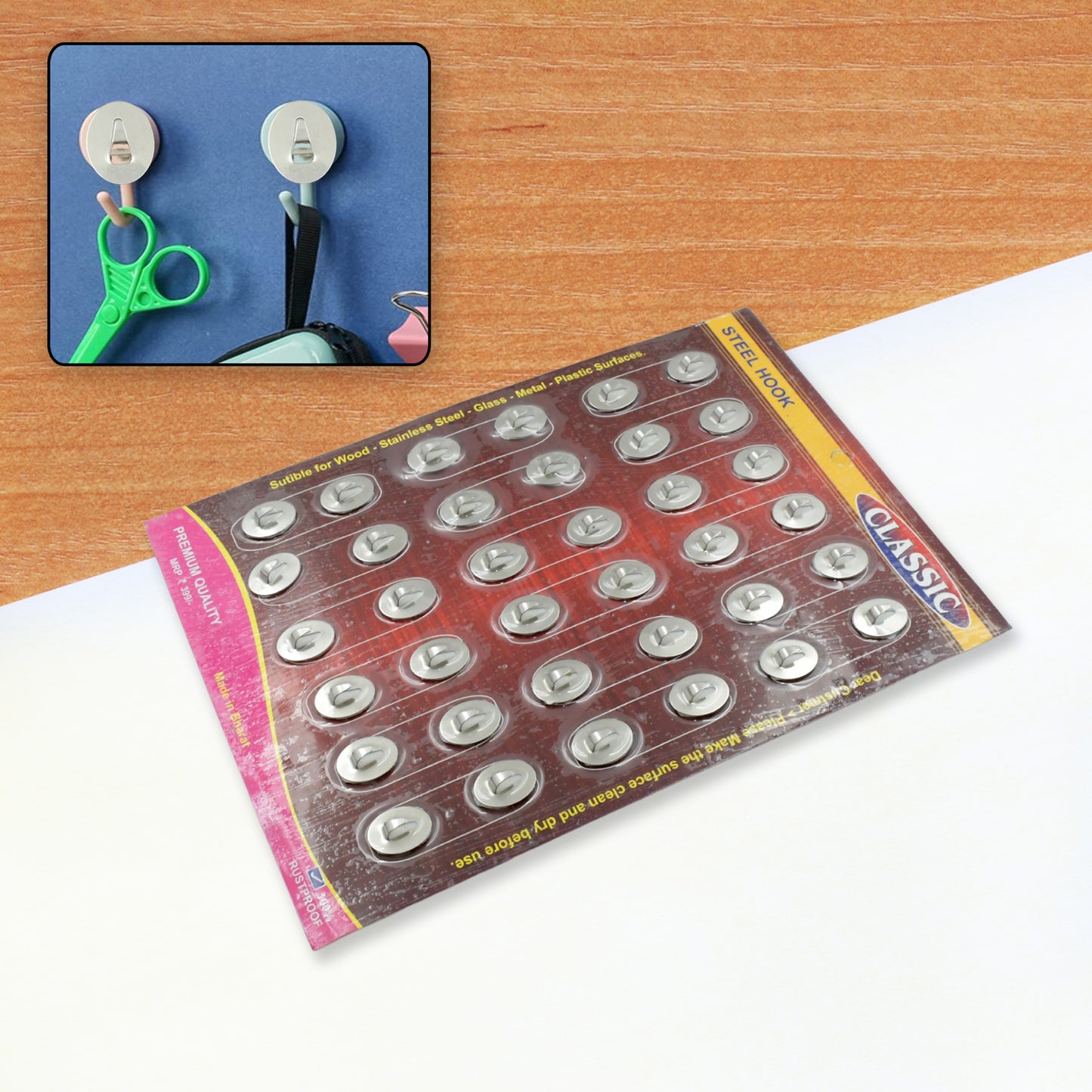 9417 Multipurpose Small Stainless Steel Wall Hanging Hook 36 Pc Self Adhesive Stainless Steel Heavy Duty Wall Hooks For Hanging Clothes Calender Bathroom Tiles Kitchen Key Hange (36 Pc Set) - Happy Price - Image 2