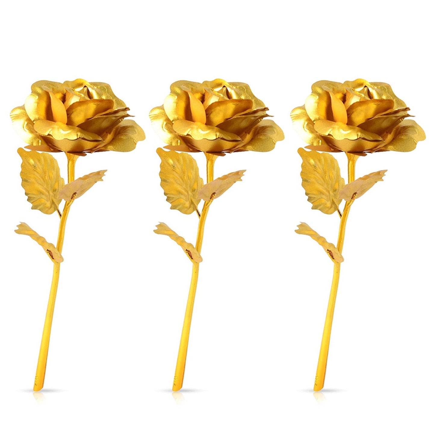 Decorative Golden Rose Set - 3 Pieces for Home & Office - Happy Price - Image 1