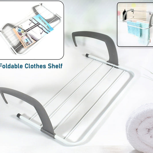 Metal Steel Folding Drying Rack For Clothes Balcony Laundry Hanger For Small Clothes Drying Hanger Metal Clothes Drying Stand Socks And Plant Storage Holder Outdoor  Indoor Clothes-towel Drying Rack Hanging On The Door Bathroom - Happy Price - Image 1