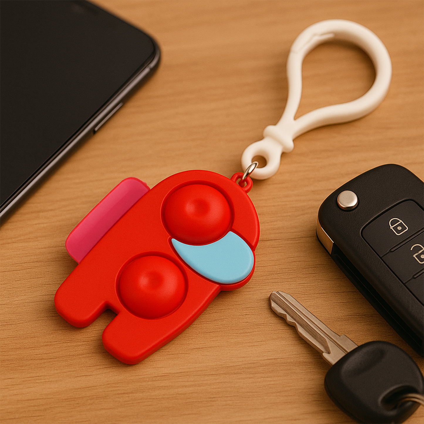 2-Bubble Pop-It Fidget Keychain Toy - 1 Pc Mix Color - Happy Price - Image 4