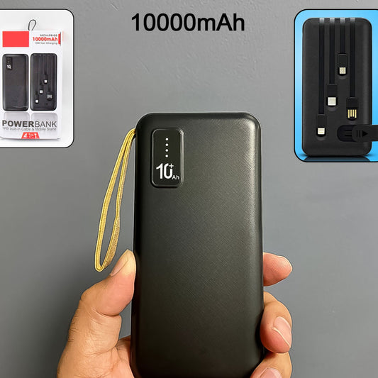 10000mAh Power Bank with 12W Fast Charging & Built-in Cables (1 Pc) - Happy Price - Image 1