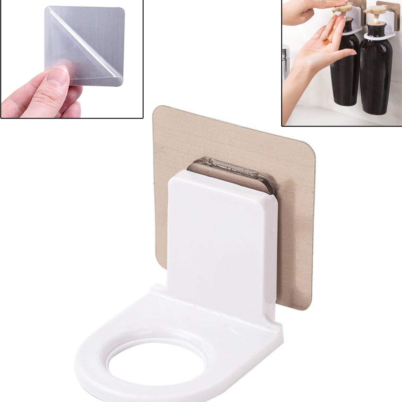 Wall Mounted Self Sticky Hooks For Body Wash Shampoo Bottle Wall Storage Strong Adhesive Hook Power Plug Socket Hanger Holder Multi Color (1pc) - Happy Price - Image 1