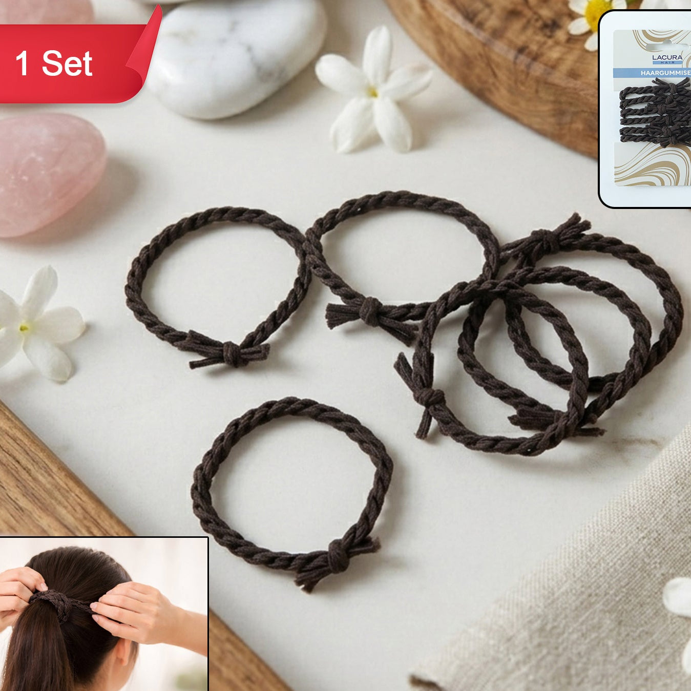 Braided Elastic Hair Bands Set (1 Set)