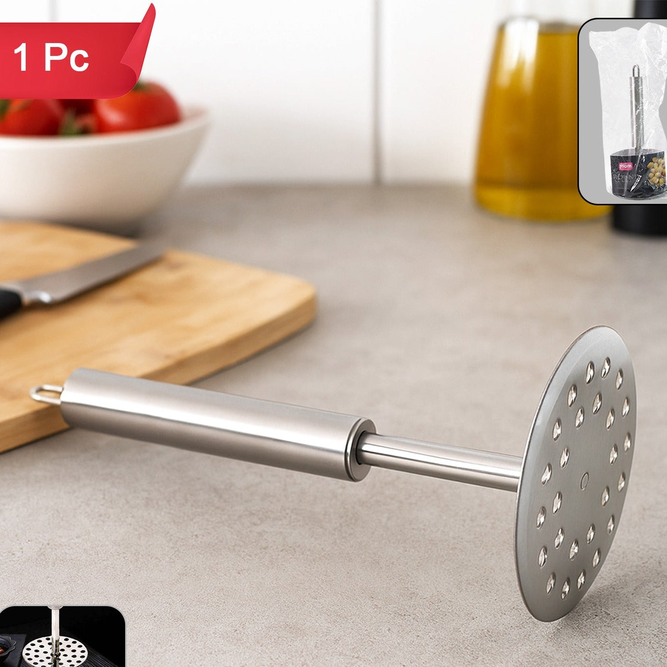 Heavy Duty Stainless Steel Potato Masher - 1 Pc - Happy Price - Image 1