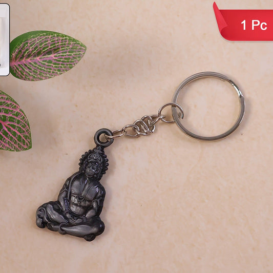 Hanuman Ji Sitting Pose Metal Keychain - Spiritual Devotional Accessory (1 Pc) - Happy Price - Image 1