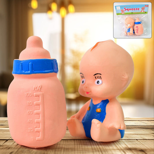 Baby And Bottle Squeeze Chu Chu Fun Toy (2 Pcs) - Happy Price - Image 1
