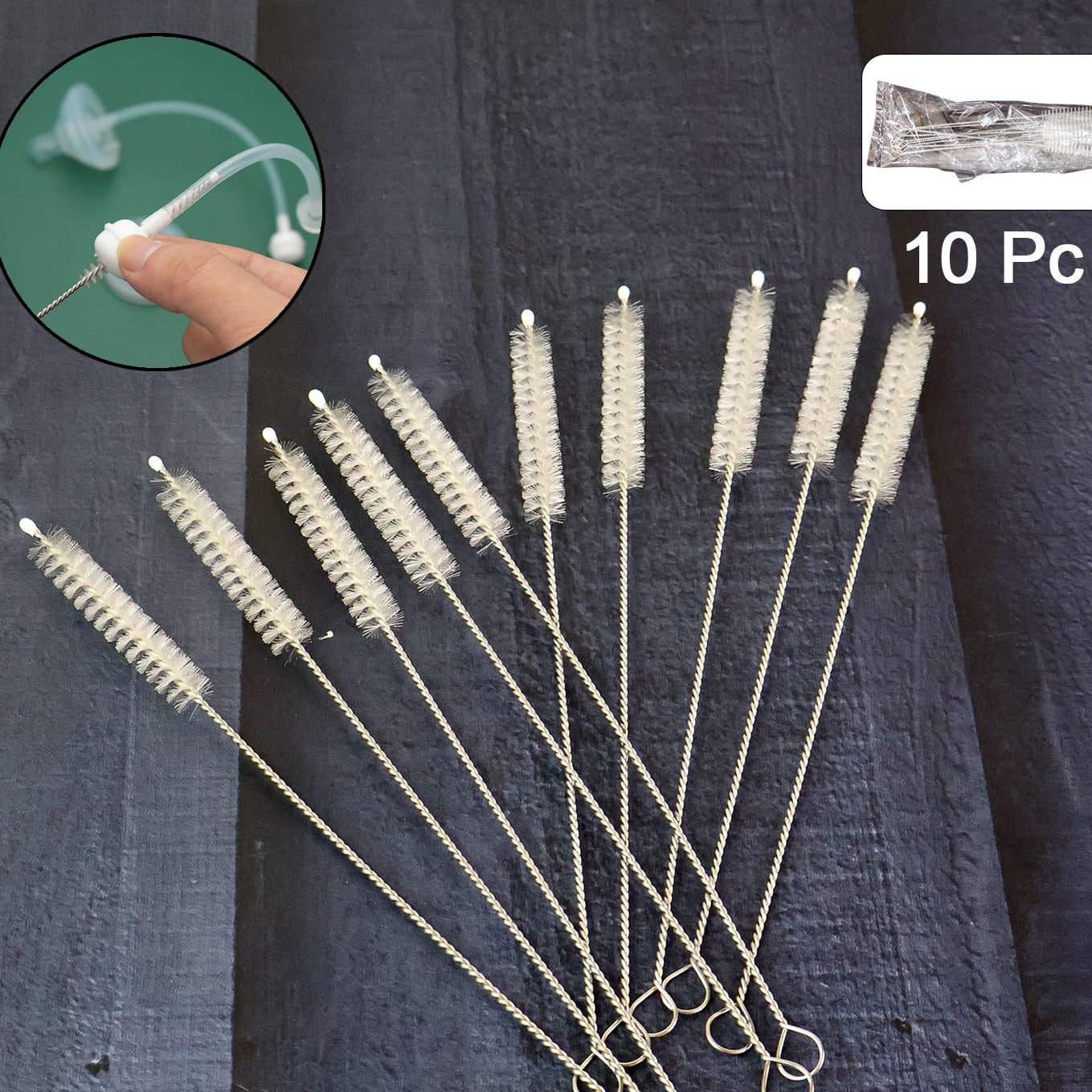 10 Pc Straw and Bottle Cleaning Brush Set for Narrow Openings - Happy Price - Image 1