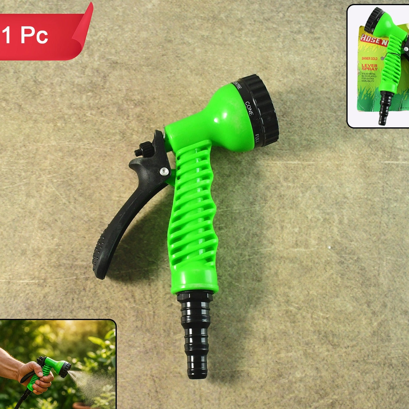 Multi-Pattern Garden Hose Nozzle with Trigger Control - 1 Pc - Happy Price - Image 1