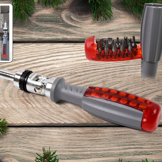 Multi Bits Ratchet Screwdriver Set Adjustable Angle Two-way Ratcheting Screwdriver (1 Set) - Happy Price - Image 1