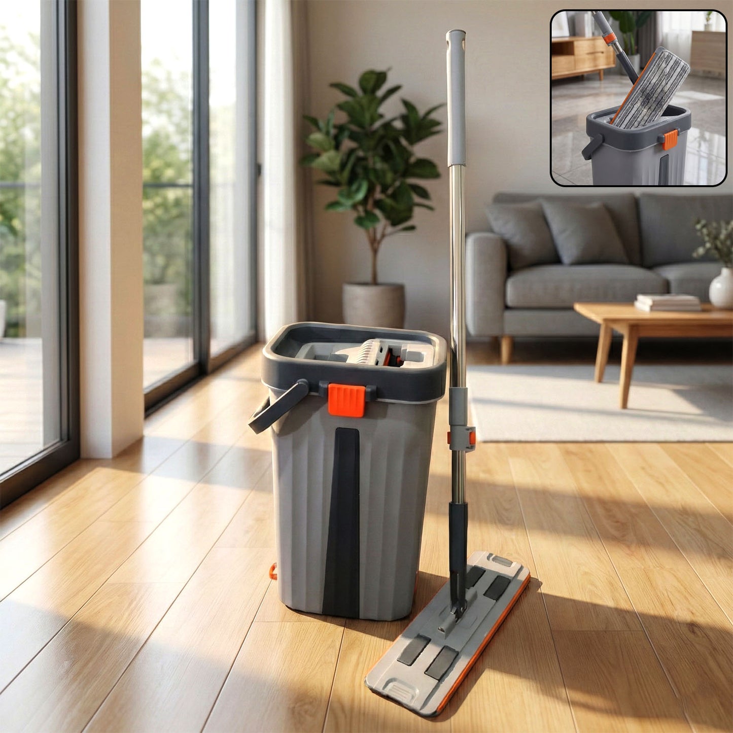 Big Flat Mop and Bucket Set for Home Cleaning - 1 Set - Happy Price - Image 2